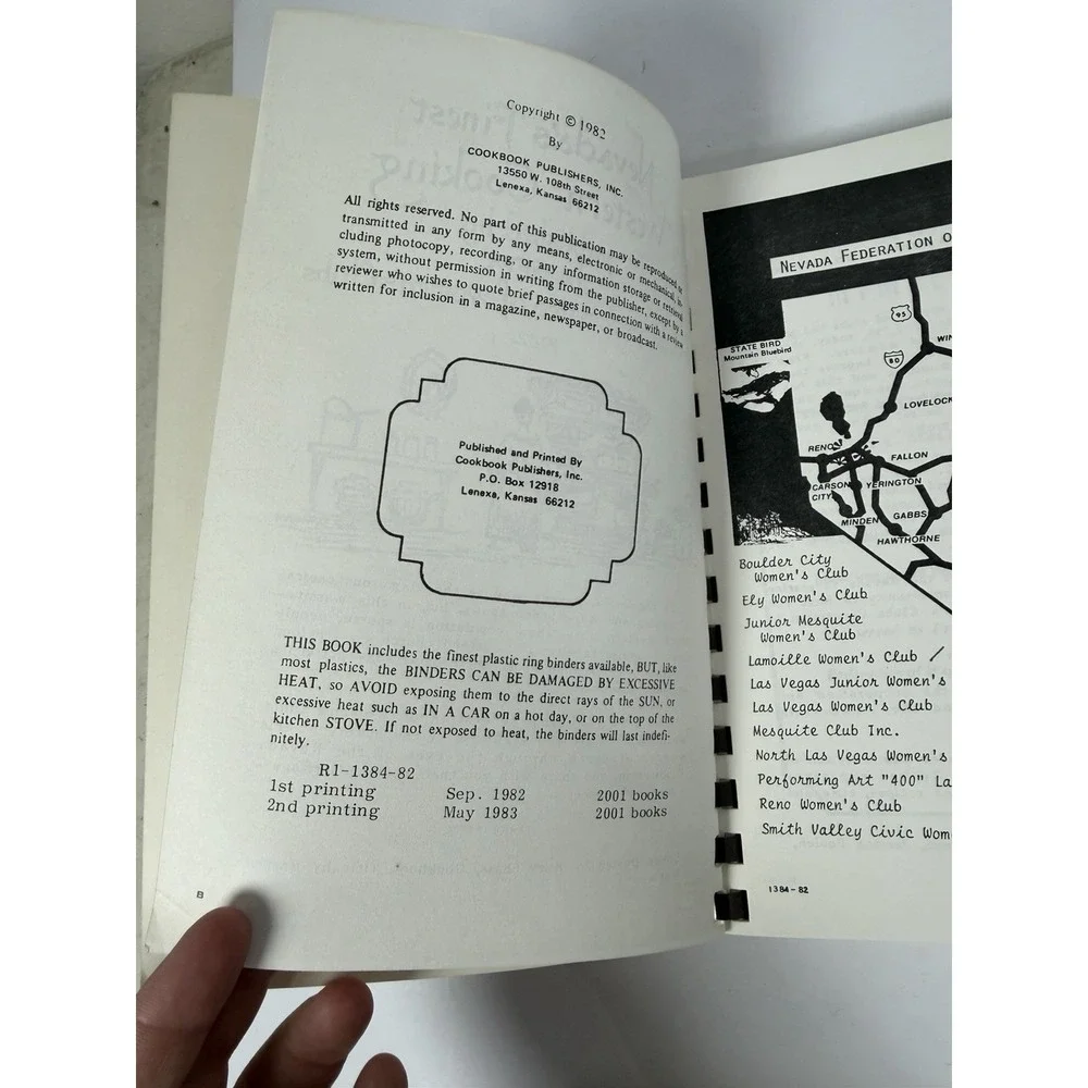 1983 Nevada's‎ Finest Western Cooking Cookbook Women's Club Spiral Vintage